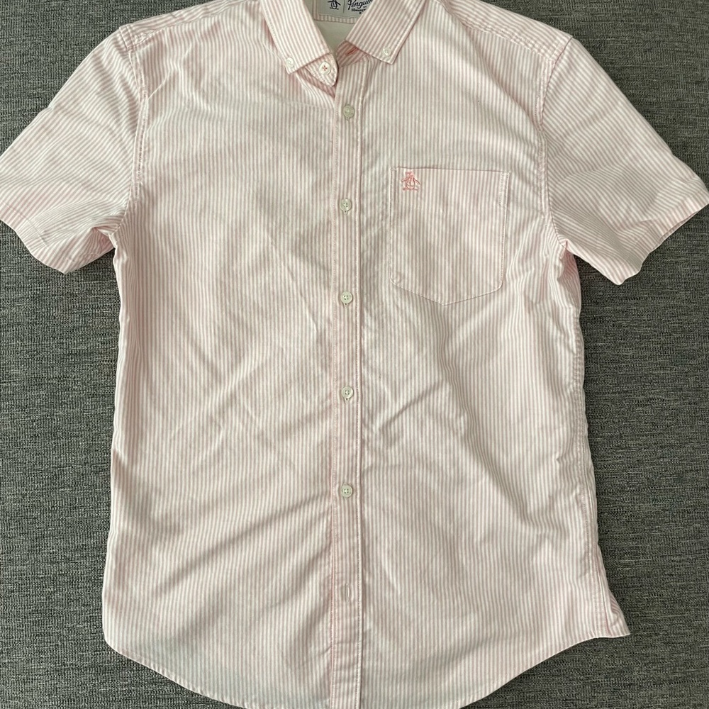 Original Penguin Pink Striped Casual Button Down Shirt